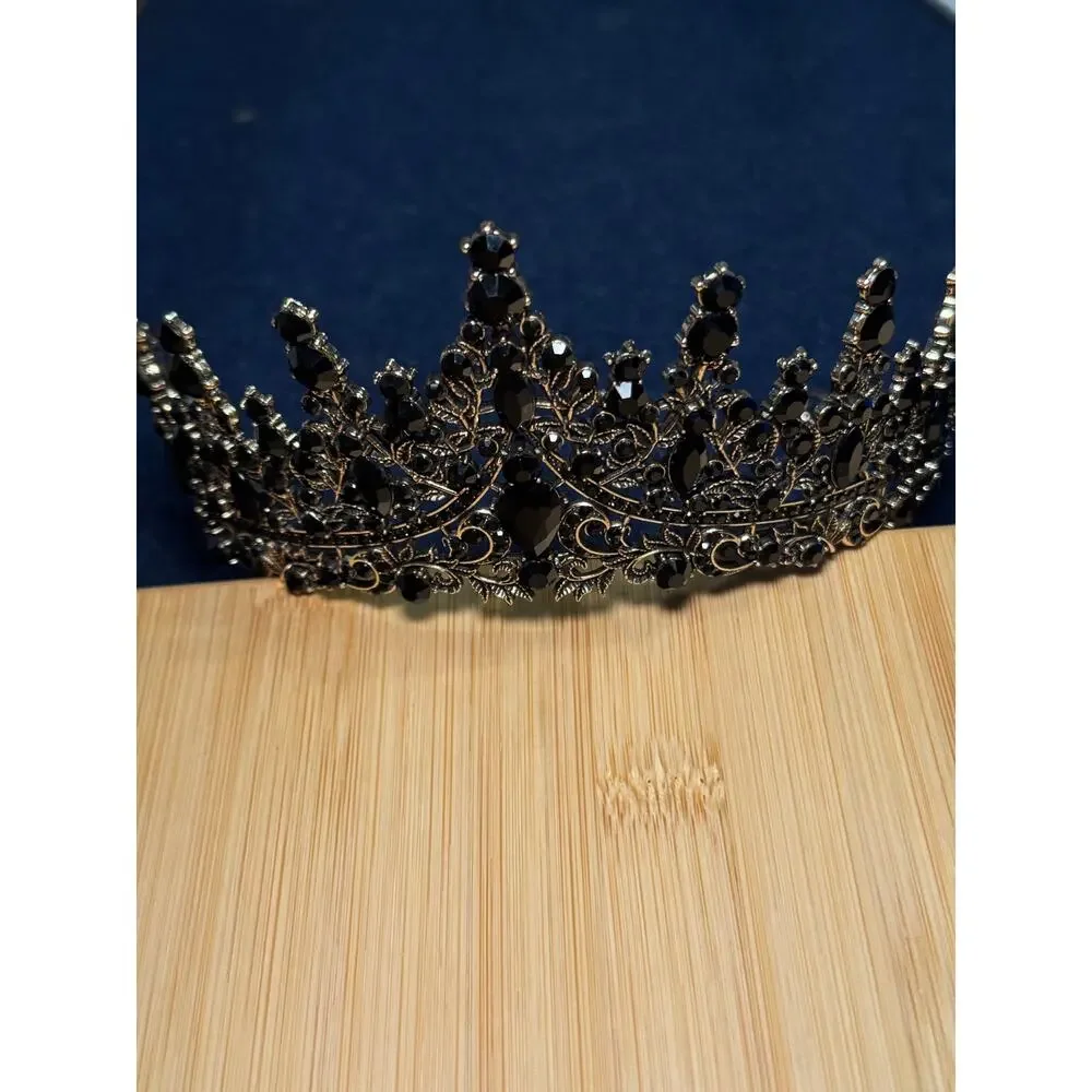 Silver w/ Black Rhinestones Princess Style Tiara